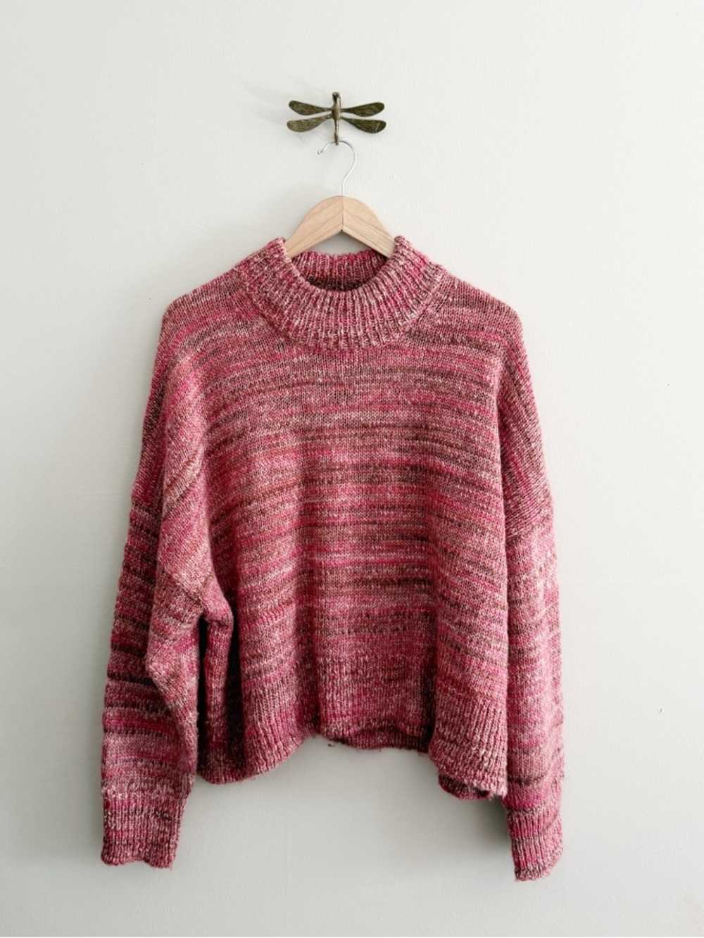 J. Crew Cozy Pink Marled Mock Neck Women's Sweater Slouchy Fit XL